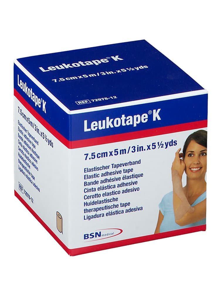 Bandes adhésives Leukotape K rouge 5 m x 7,5 cm - Boîte individuelle - Couleur : Rouge