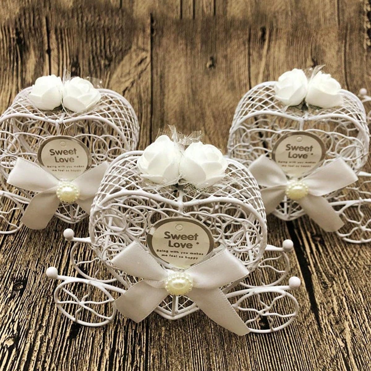 1/5pcs Boîte de cadeau de bonbon en forme de carrosse, boîte de faveur de fête d'approvisionnements de mariage