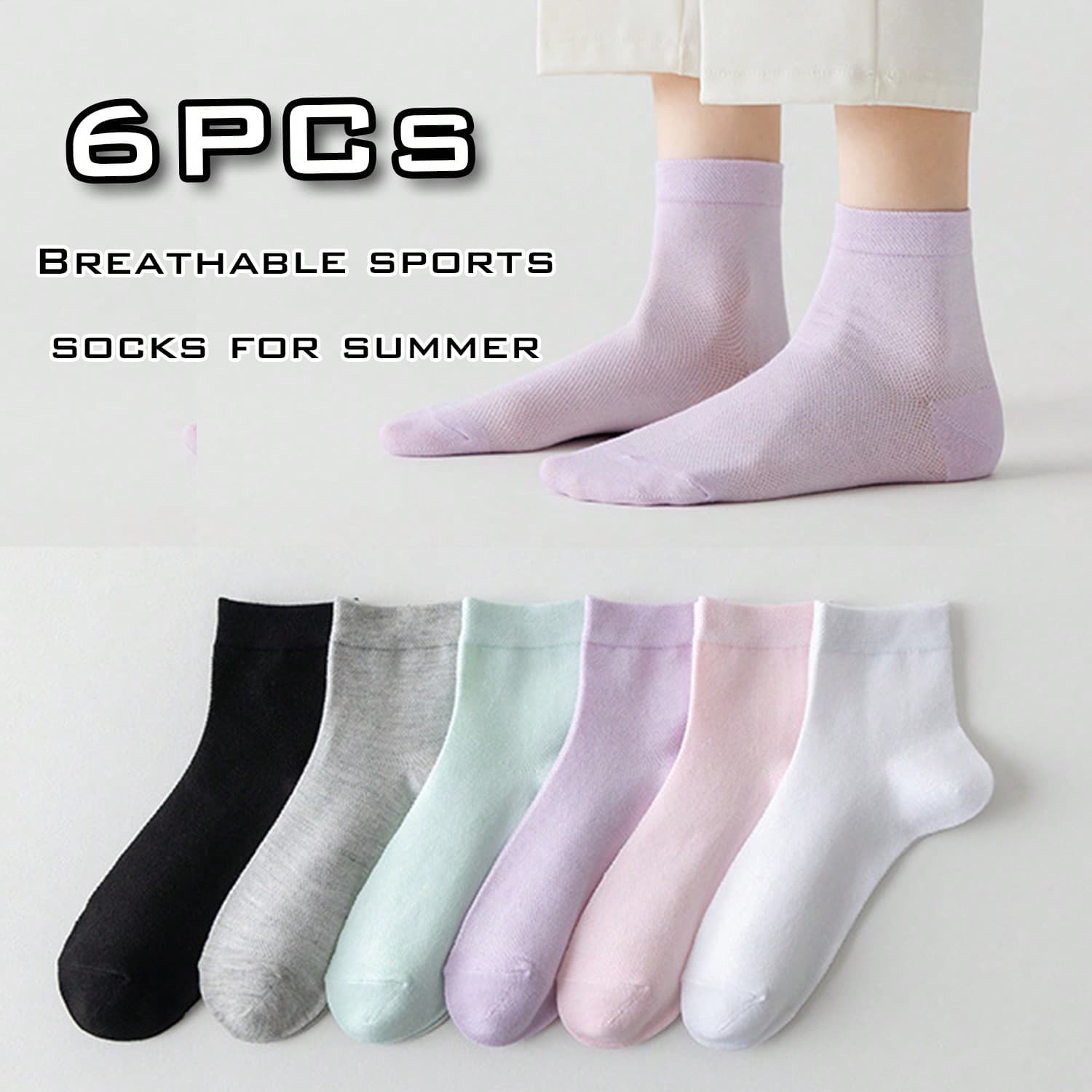 6 paires de chaussettes de sport décontractées pour femmes, respectueuses de la peau et respirantes, adaptées pour la course, le cyclisme, la